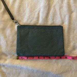 Blue Leather Wristlet